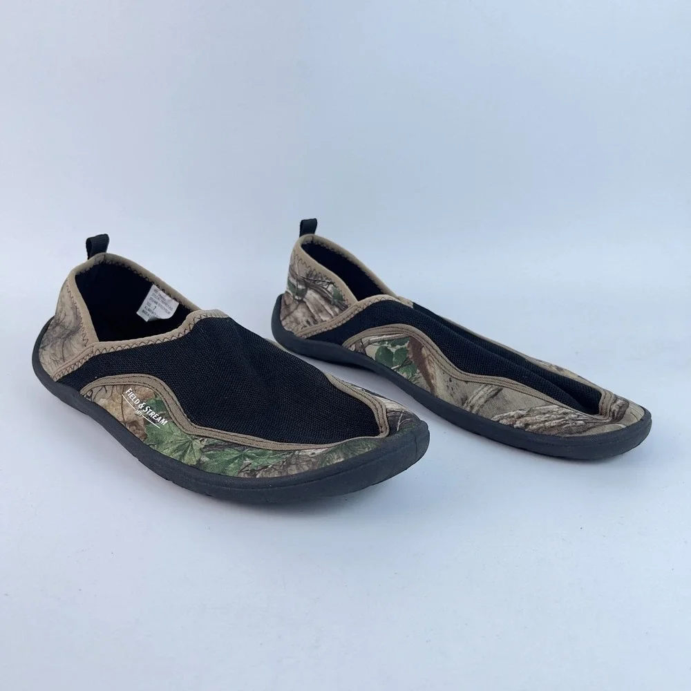 Field & Stream Water Shoes Youth Size 7 Brown‎ Realtree Print Synthetic Slip On